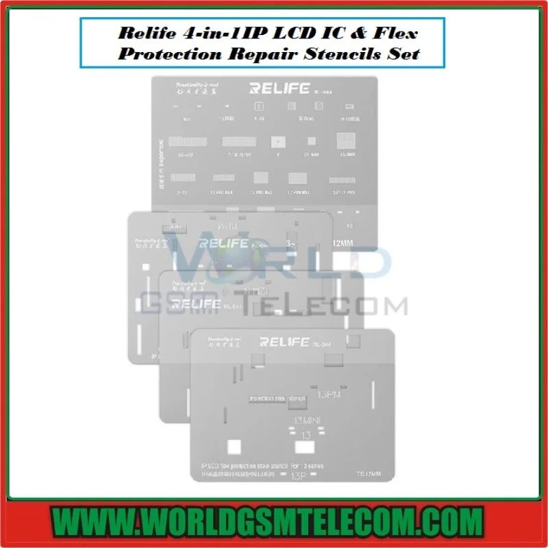 Relife 4-in-1 IP LCD IC & Flex Protection Repair Stencil Set