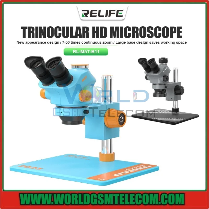 M5T Pro-50X Continuous Zoom HD Trinocular Microscope