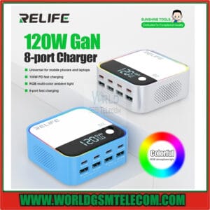 Relife Q2 120W 8-Ports Desktop Charger with PD100W Charging 