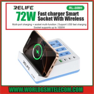 Relife RL-309H 72W QC&PD Fast Charger Smart Socket with 15W Wireless Charging