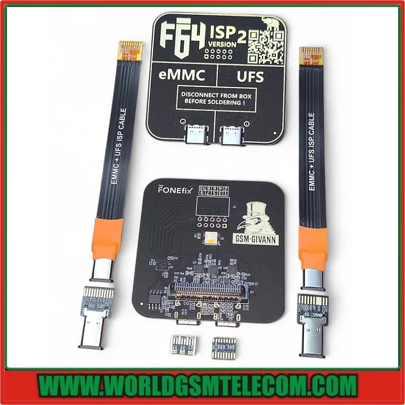 FLASH F64 UFS and eMMC ISP V2 Adapter Set with Gold-Plated Contacts and Flex Cables