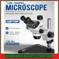 SOPTOP 7060 PRO Trinocular Stereo Microscope 7-60X Continuous Zoom