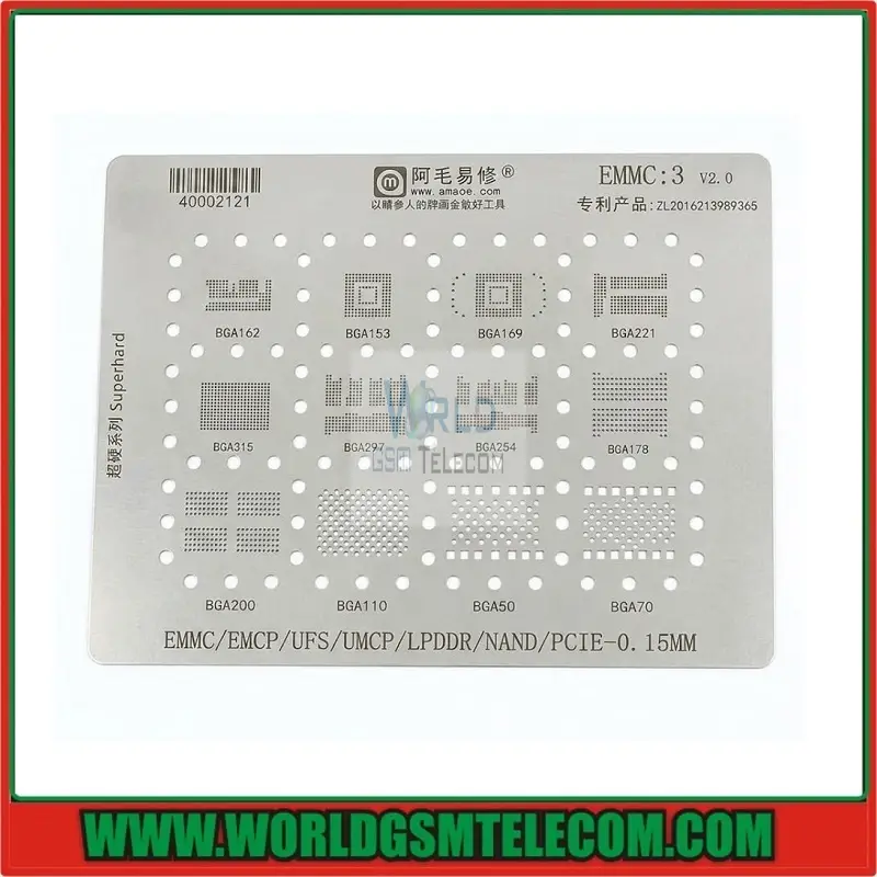 Amaoe EMMC3 BGA reballing stencil for mobile phone repair